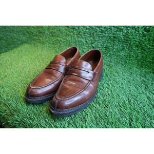 Allen Edmonds Mens Brown Leather Penny Loafers Apron Toe Rubber Lug Sole SZ 7.5